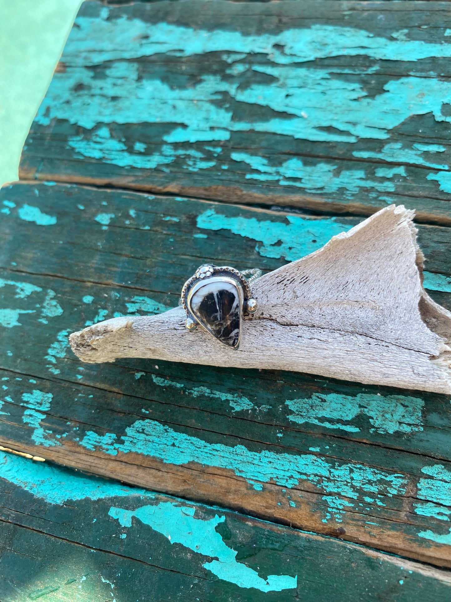 Native Crown Ring - White Buffalo Size 6.5