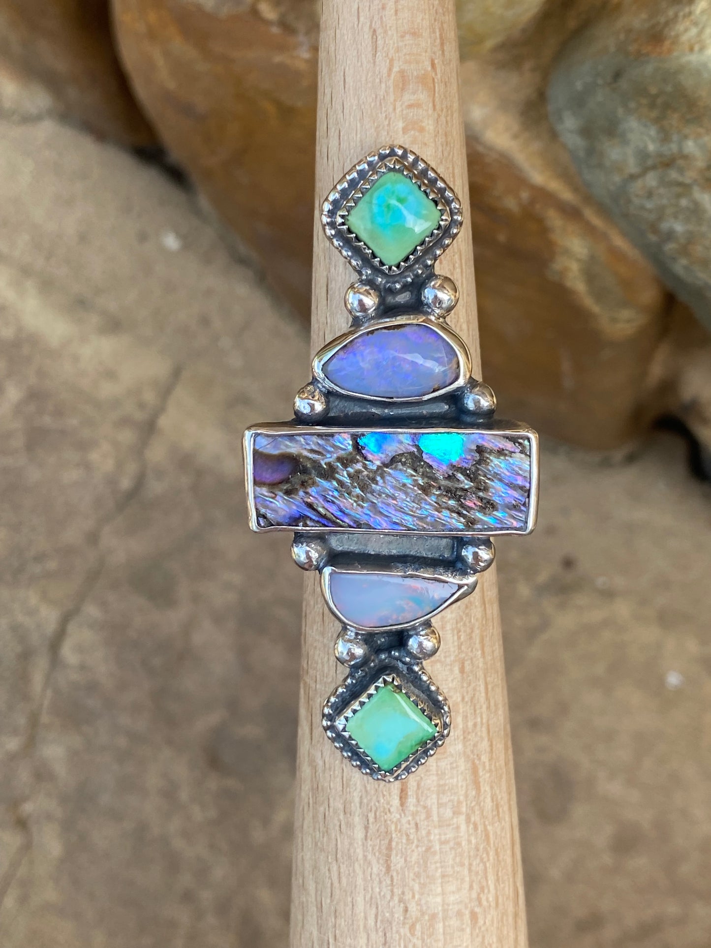 Stone Stacked Ring - Purple SIZE 7.5