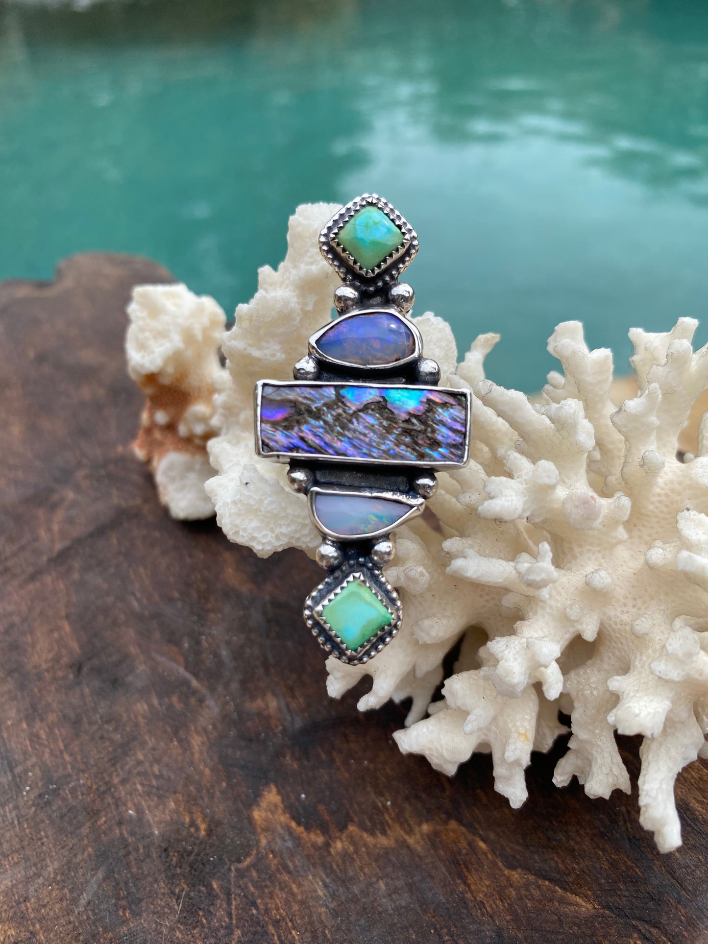 Stone Stacked Ring - Purple SIZE 7.5