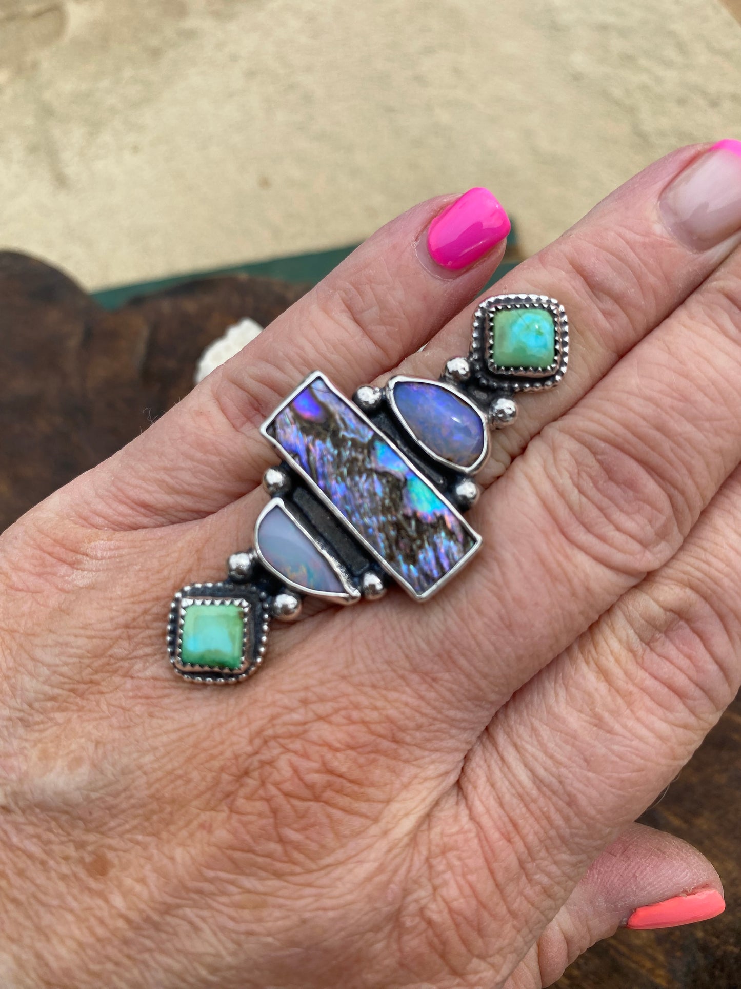 Stone Stacked Ring - Purple SIZE 7.5