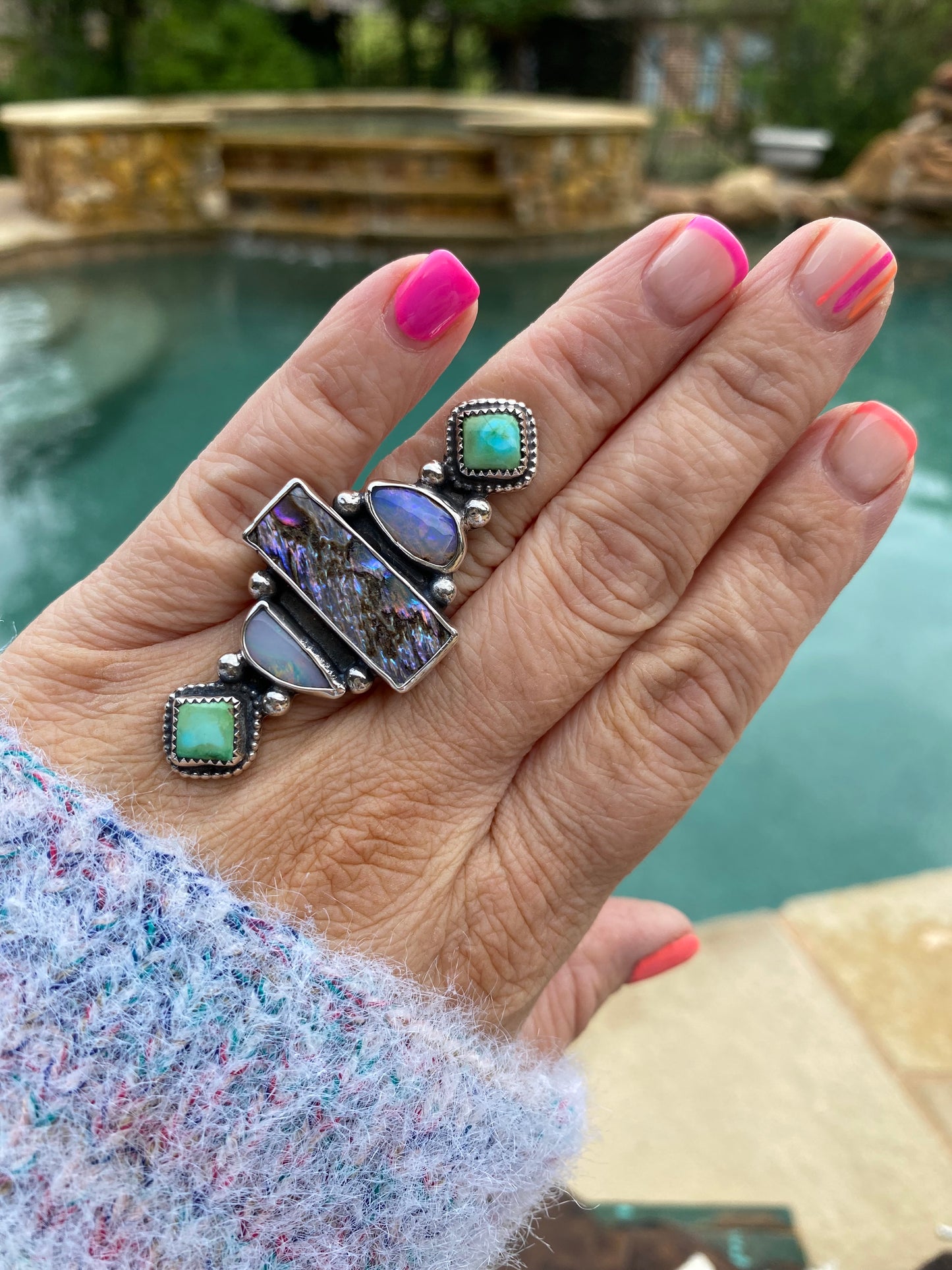 Stone Stacked Ring - Purple SIZE 7.5