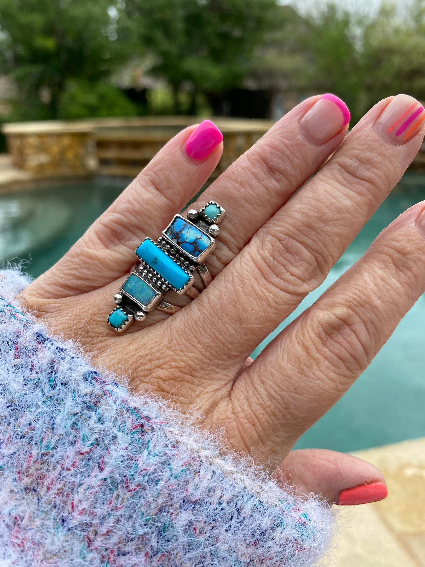 Turquoise Blocks Ring - SIZE 8