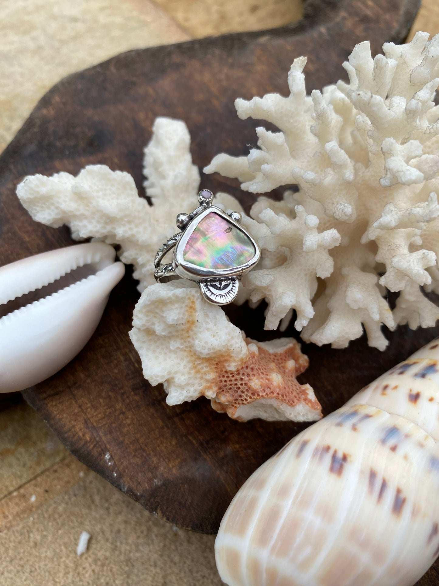 Pink Abalone Ring - SIZE 8