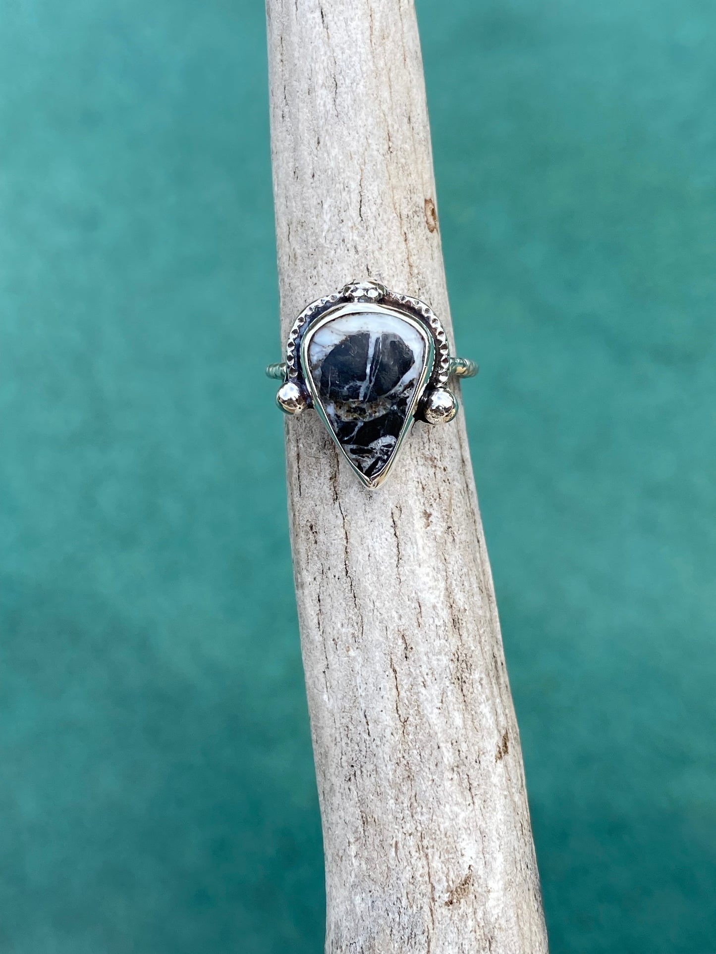 Native Crown Ring - White Buffalo Size 6.5
