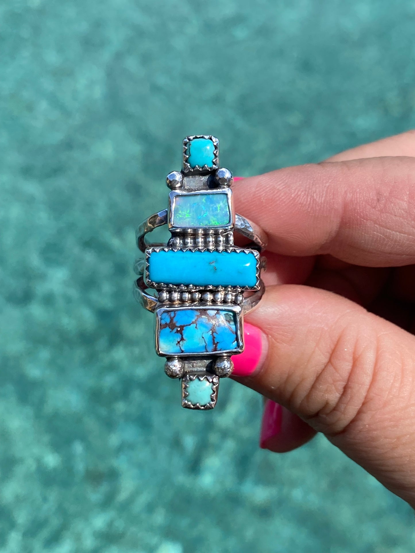 Turquoise Blocks Ring - SIZE 8